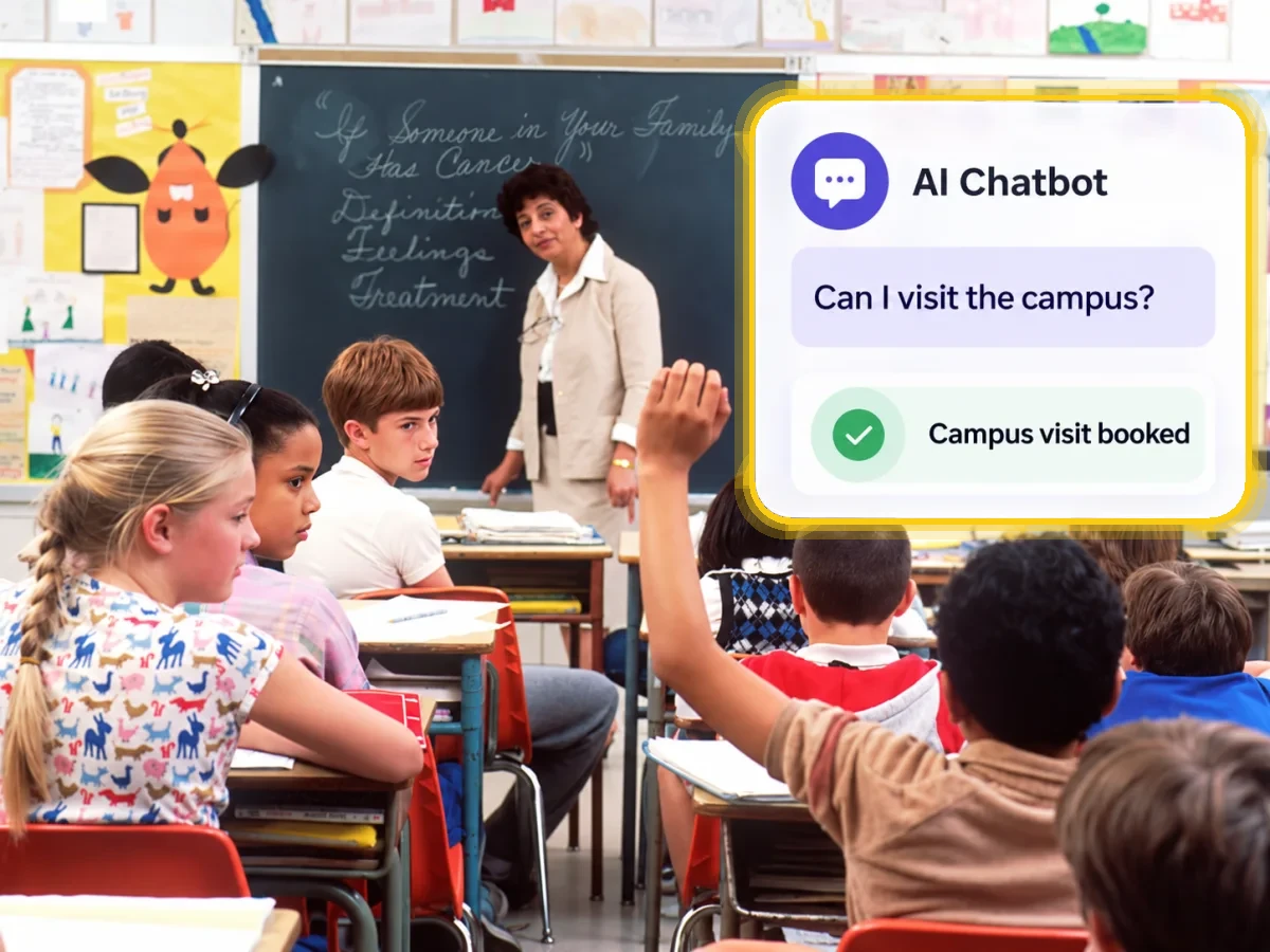 Teacher answering students in a classroom