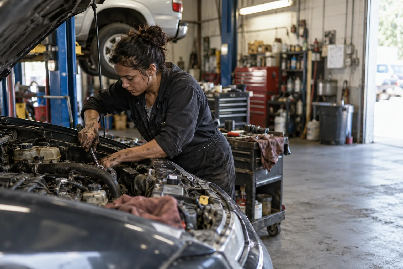 Automotive professional at work