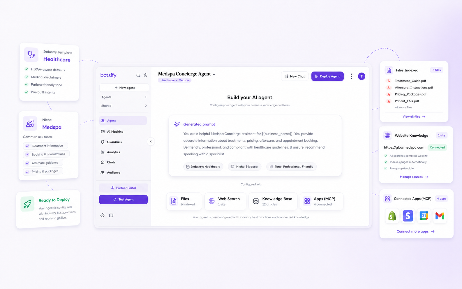 Build a Medspa concierge agent with industry templates, files, and connected apps