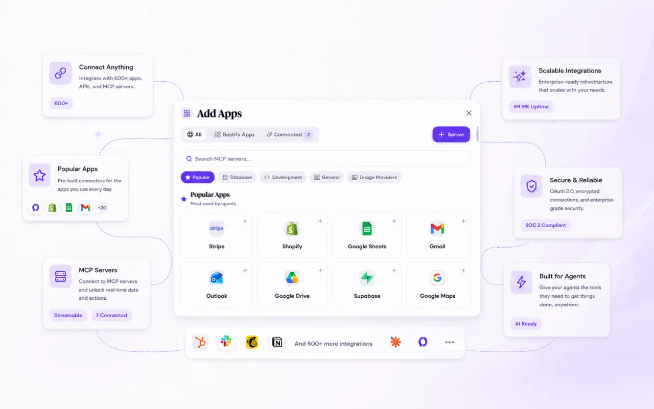 Connect 600+ apps, APIs, and MCP servers to your agents